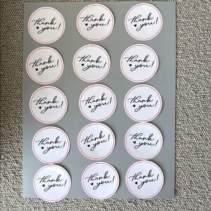 Thank You Stickers with Pink Border